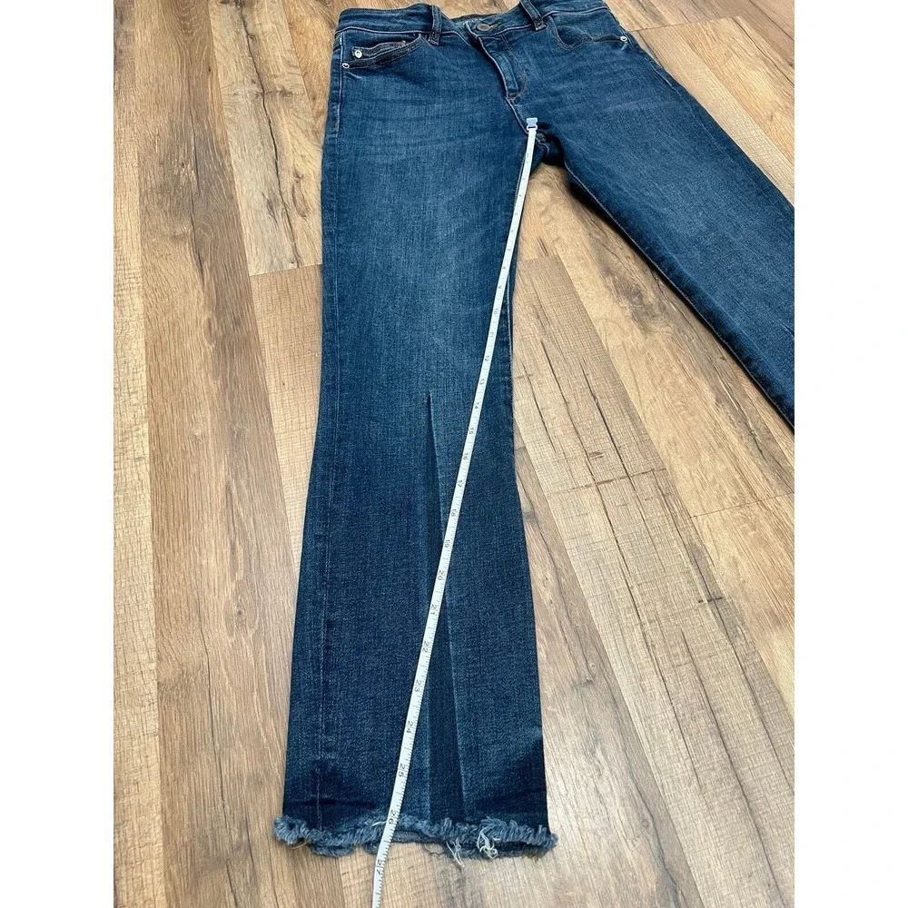 NWOTDL1961 Mara Straight Jeans 26Ankle Mid Rise Blue Raw Hem Stretch Instasculpt